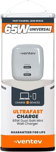 Ventev – 45W USB C Wall Charger with 240w USB C to USB C Cable for 17, Pro, Pro Max & Air, iPhones 16-12, AirPods, iPad Pro, Samsung S25, Pixel 9 | Type C Charger Fast Charging, Compact Design - White in Saudi Arabia