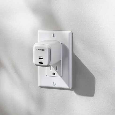 Ventev – 45W USB C Wall Charger with 240w USB C to USB C Cable for 17, Pro, Pro Max & Air, iPhones 16-12, AirPods, iPad Pro, Samsung S25, Pixel 9 | Type C Charger Fast Charging, Compact Design - White in Saudi Arabia