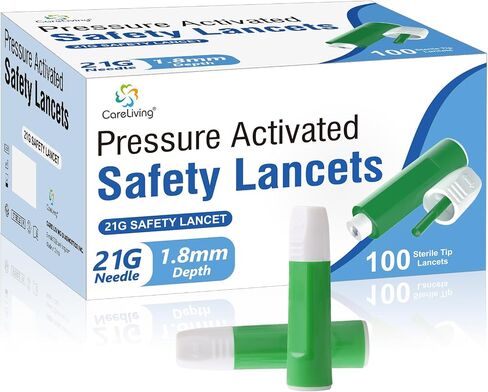 Safety Lancets, 100 Count Sterile, Pressure Activated Activation, 26 Gauge Needle, 1.8 mm, Single-Use, Gentle for Comfortable Testing in Kuwait