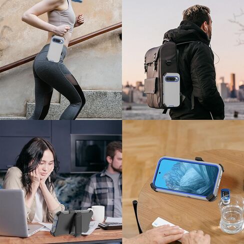 متوافق مع حافظة Google Pixel 9/9 Pro، مع حافظة بمشبك حزام شديدة التحمل ومضادة للصدمات وحماية كاملة للجسم لهاتف Google Pixel 9/9 Pro (رمادي + أزرق) in Kuwait