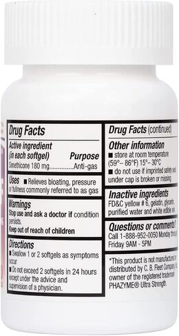 HealthA2Z® Gas Relief 60 Counts | Simethicone 180mg | Ultra Strength | Relieves from Stomach Discomfort and Gas | Anti Flatulence | Relieves Gas Fast in Saudi Arabia