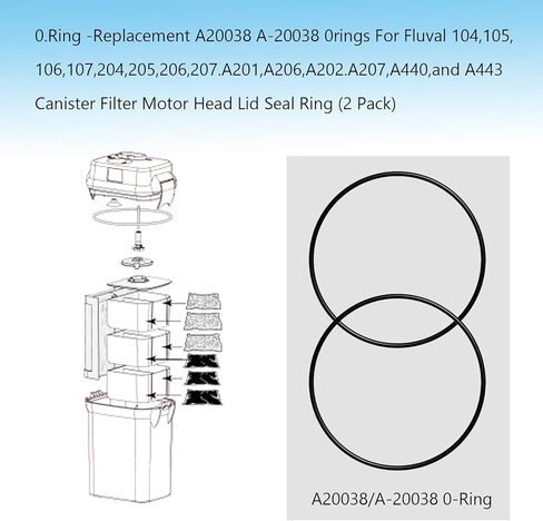 A20038 A-20038 حلقة دائرية بديلة لـ Fluval 104، 105، 106، 107، 204، 205، 206، 207 حلقة إغلاق غطاء رأس المحرك، جزء استبدال فلتر حوض السمك (عبوتان) in Kuwait