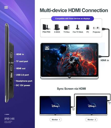 14 inch 4K Android 11 Portable Car TV Headrest Monitor Tablet for Back seat, Support Phone Wireless mirroring Touch Screen,with HDMI/Bluetooth/WiFi/USB/FM/AV in/Car Video Player (2G+32G (1*PC)) in Saudi Arabia