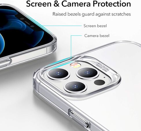 حامل معدني ESR مصمم لهاتف iPhone iPhone Pro Max [تصميم حاصل على براءة اختراع] [حامل ثنائي الاتجاه] [حماية معززة من السقوط] ظهر مرن من مادة TPU لهاتف iPhone iPhone Pro Max 2020، 6.7 بوصة - شفاف in Saudi Arabia