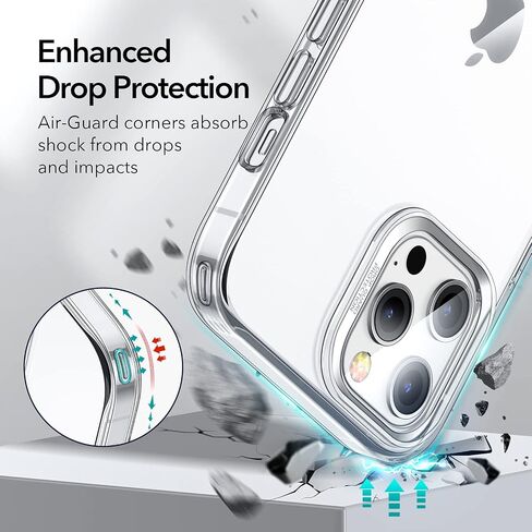 حامل معدني ESR مصمم لهاتف iPhone iPhone Pro Max [تصميم حاصل على براءة اختراع] [حامل ثنائي الاتجاه] [حماية معززة من السقوط] ظهر مرن من مادة TPU لهاتف iPhone iPhone Pro Max 2020، 6.7 بوصة - شفاف in Saudi Arabia