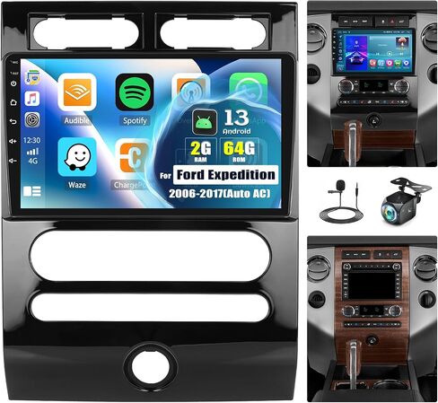 [2+64G] ستيريو سيارة Android 13 لسيارة Ford Expedition 2006-2017 (Auto AC) مع Apple Carplay اللاسلكي وAndroid Auto، راديو سيارة بشاشة تعمل باللمس 9 بوصة مع وصلة مرآة بلوتوث FM/RDS WiFi GPS SWC+ كاميرا احتياطية in Saudi Arabia