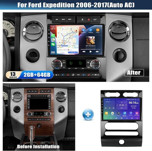 [2+64G] ستيريو سيارة Android 13 لسيارة Ford Expedition 2006-2017 (Auto AC) مع Apple Carplay اللاسلكي وAndroid Auto، راديو سيارة بشاشة تعمل باللمس 9 بوصة مع وصلة مرآة بلوتوث FM/RDS WiFi GPS SWC+ كاميرا احتياطية in Saudi Arabia
