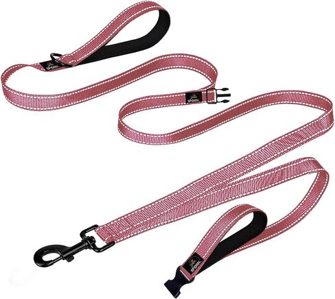 Double Handle Dog Leash Heavy Duty, Built-in Elastic Two Handle Dog Leash, Child Co Walk Shock Absorber Training Dog Leash with Reflective Stitching for High Visibility in Low Light Condition, Blue in Kuwait