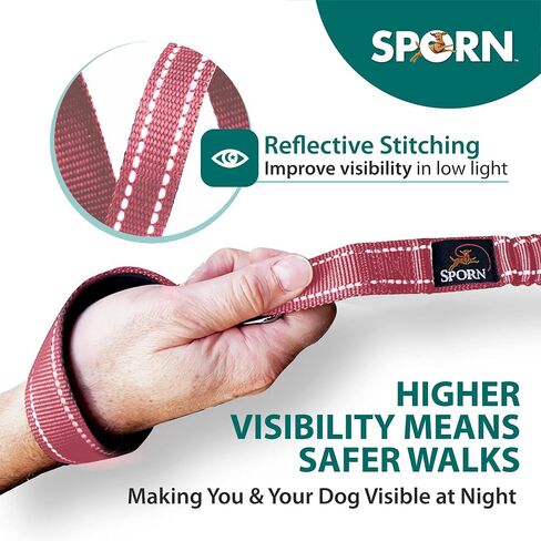 Double Handle Dog Leash Heavy Duty, Built-in Elastic Two Handle Dog Leash, Child Co Walk Shock Absorber Training Dog Leash with Reflective Stitching for High Visibility in Low Light Condition, Blue in Kuwait