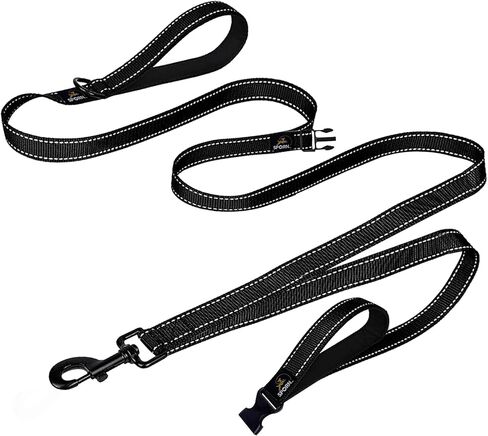 Double Handle Dog Leash Heavy Duty, Built-in Elastic Two Handle Dog Leash, Child Co Walk Shock Absorber Training Dog Leash with Reflective Stitching for High Visibility in Low Light Condition, Blue in Kuwait