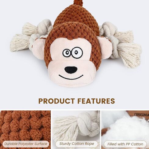 Squeak Dog Toy, Dog Interactive Toy with Crinkle Paper, Chew Toys for Puppies, Small to Medium Dogs, Blue in Saudi Arabia