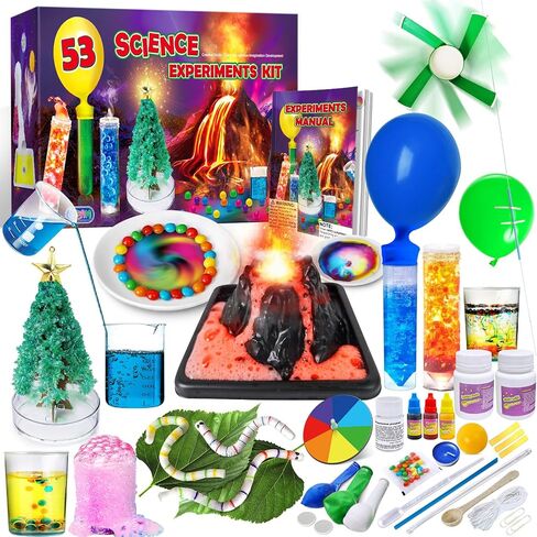 UNGLINGA 33 Experiments Science Kit for Kids Age 4-6-8-10, Science Project STEM Toys Gifts for 4 5 6 7 8 9 10 Years Old Boys Girls Learning Educational Chemistry Set, Volcano Erupting, Scientis Kit in Kuwait