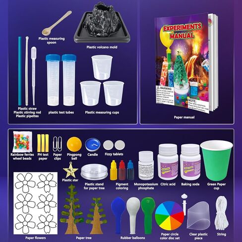 UNGLINGA 33 Experiments Science Kit for Kids Age 4-6-8-10, Science Project STEM Toys Gifts for 4 5 6 7 8 9 10 Years Old Boys Girls Learning Educational Chemistry Set, Volcano Erupting, Scientis Kit in Kuwait
