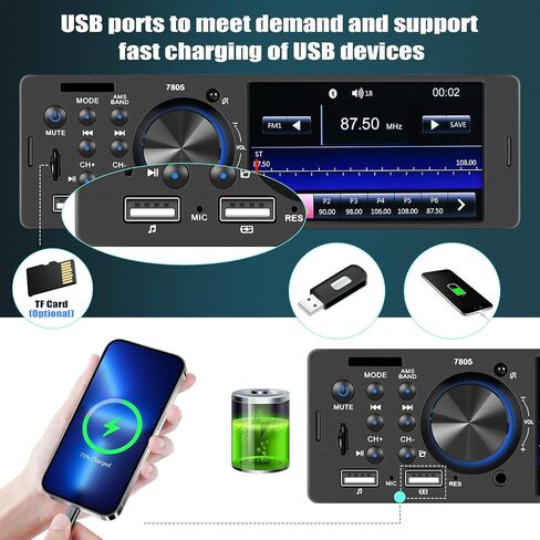 Single Din Car Stereo,4.1 Inch Single Din Car Radio with Bluetooth Hands Free Calling and FM Radio,Car Radio Receiver MP5 Player Support TF USB/AUX-in SWC Remote Control+Backup Camera in Saudi Arabia