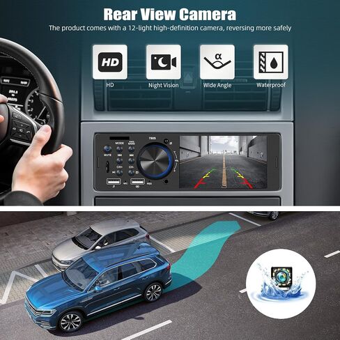 Single Din Car Stereo,4.1 Inch Single Din Car Radio with Bluetooth Hands Free Calling and FM Radio,Car Radio Receiver MP5 Player Support TF USB/AUX-in SWC Remote Control+Backup Camera in Saudi Arabia