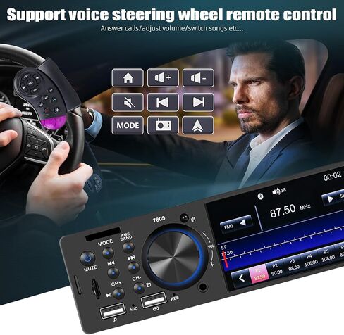 Single Din Car Stereo,4.1 Inch Single Din Car Radio with Bluetooth Hands Free Calling and FM Radio,Car Radio Receiver MP5 Player Support TF USB/AUX-in SWC Remote Control+Backup Camera in Saudi Arabia