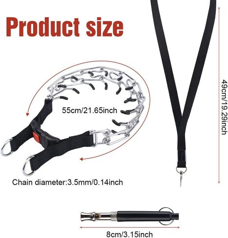 Dog Pinch Collar,Anti-Rust Dog Training Collar with Whistle Lanyard,Detachable Dog Prong Collar with Linkers Caps for Most Dogs(Size:L) in Saudi Arabia