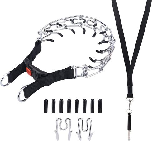 Dog Pinch Collar,Anti-Rust Dog Training Collar with Whistle Lanyard,Detachable Dog Prong Collar with Linkers Caps for Most Dogs(Size:L) in Saudi Arabia