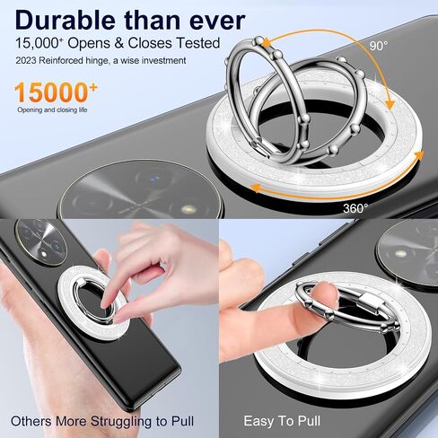 Magnetic Desk Phone Stand, 2 in 1 Strong Magnetic Finger Phone Ring Holder Compatible iPhone 15 14 13 12 Series,Android,Magnetic Accessories White + Pink Glitter in Saudi Arabia
