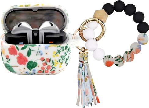 Case Compatible with Samsung Galaxy Buds 3 & 3 Pro (2024), Cute Wireless Charging Silicone Protective Case with Bracelet Keychain for Men & Women (Leopard) in Saudi Arabia