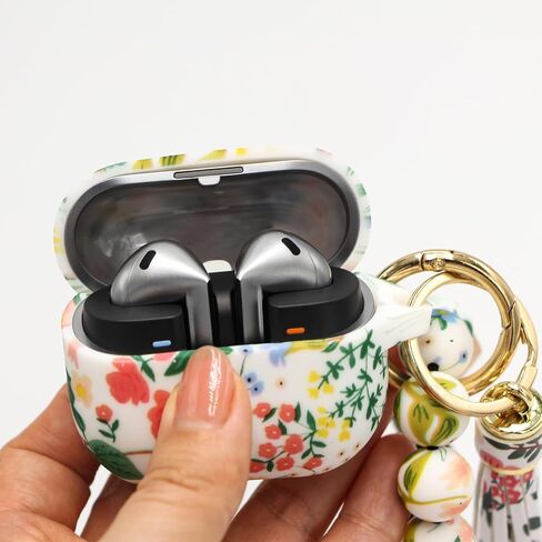 Case Compatible with Samsung Galaxy Buds 3 & 3 Pro (2024), Cute Wireless Charging Silicone Protective Case with Bracelet Keychain for Men & Women (Leopard) in Saudi Arabia