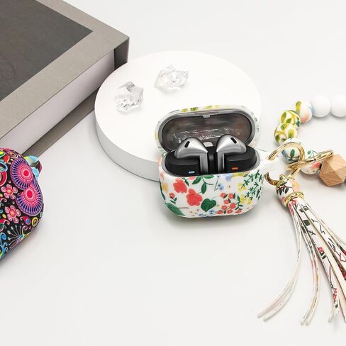 Case Compatible with Samsung Galaxy Buds 3 & 3 Pro (2024), Cute Wireless Charging Silicone Protective Case with Bracelet Keychain for Men & Women (Leopard) in Saudi Arabia