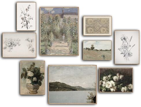 KINYEYE 12PCS Autumn French Country Eclectic Posters, Eclectic Vintage French Farmhouse Wall Art, Aesthetic Fall Decor Poster for Living Room, Bedroom | Unframed in Saudi Arabia