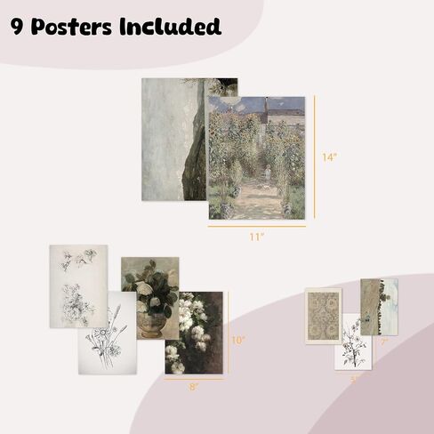 KINYEYE 12PCS Autumn French Country Eclectic Posters, Eclectic Vintage French Farmhouse Wall Art, Aesthetic Fall Decor Poster for Living Room, Bedroom | Unframed in Saudi Arabia