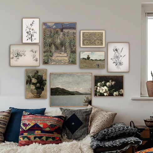 KINYEYE 12PCS Autumn French Country Eclectic Posters, Eclectic Vintage French Farmhouse Wall Art, Aesthetic Fall Decor Poster for Living Room, Bedroom | Unframed in Saudi Arabia