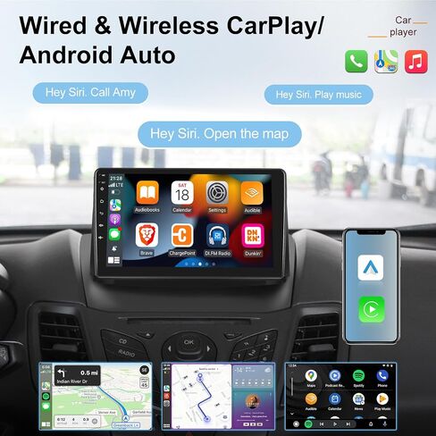 [2G+32G] Car Radio for Ford Fiesta 2009-2014, 9 inch Android Touch Screen Stereo, Carplay/Android Auto/WiFi/1080P/SWC/Bluetooth/Mirror Link+AHD Backup Camera+MIC in Saudi Arabia