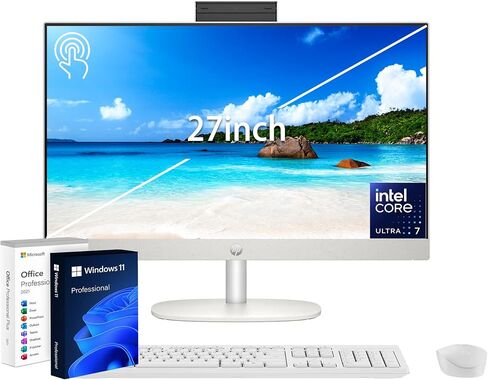 كمبيوتر مكتبي HP 27 بوصة 2024 الكل في واحد بشاشة تعمل باللمس، Intel Ultra 7-155U (12-Core)، ذاكرة الوصول العشوائي DDR5 سعة 64 جيجابايت، 1 تيرابايت SSD، FHD، Wi-Fi 6، بلوتوث، كاميرا ويب، لوحة مفاتيح وماوس، ويندوز 11 برو ومايكروسوفت أوفيس مدى الحياة in Saudi Arabia