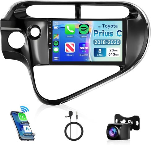 8 CORE 2G+64G Car Radio Stereo for Toyota Prius C 2018 2019 2020 with Wireless CarPlay/Android Auto, 9 inch 1280 * 720P IPS Touch Screen Head Unit Android 13 GPS WiFi Bluetooth 32-Band DSP Camera in Saudi Arabia