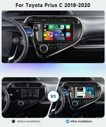 8 CORE 2G+64G Car Radio Stereo for Toyota Prius C 2018 2019 2020 with Wireless CarPlay/Android Auto, 9 inch 1280 * 720P IPS Touch Screen Head Unit Android 13 GPS WiFi Bluetooth 32-Band DSP Camera in Saudi Arabia