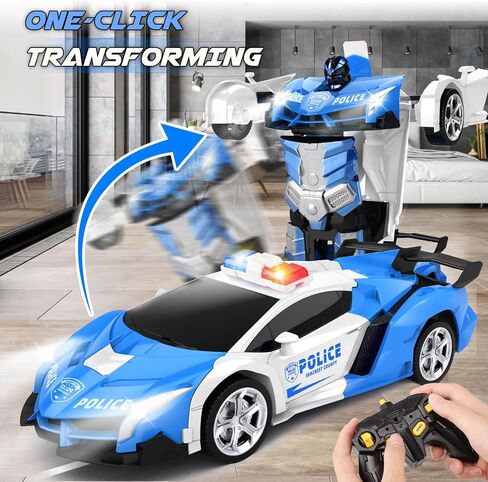 Britik Transform Remote Control Car - RC Cars, One-Button Transforming, 360° Rotation Drifting, 2.4Ghz 1:18 Scale, Gift Kids Aged 4-6 Year Old Boys/Girls in Kuwait
