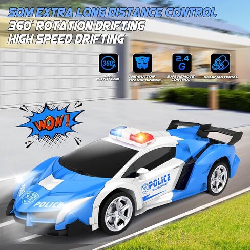 Britik Transform Remote Control Car - RC Cars, One-Button Transforming, 360° Rotation Drifting, 2.4Ghz 1:18 Scale, Gift Kids Aged 4-6 Year Old Boys/Girls in Kuwait