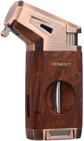 Torch Lighter Compact Jet Flame Lighters Refillable Butane Adjustable Lighter with Cigar Cutter, Gas Window, Nice Gift for Friend (Butane Not Included)(Rose Gold) in Saudi Arabia