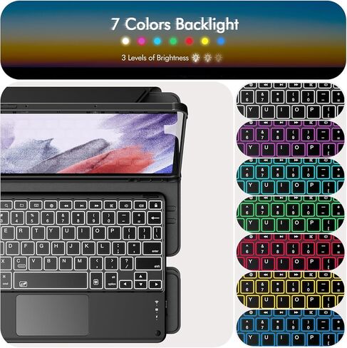 حافظة INFILAND لهاتف Samsung Galaxy Tab S9/S9 FE 5g مع لوحة مفاتيح [لوحة تتبع عالية الدقة وإضاءة خلفية 7 ألوان وحامل أقلام S]، حافظة لوحة مفاتيح لاسلكية قابلة للفصل مع حامل دوار 360 درجة، Inky in Kuwait