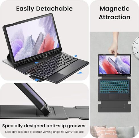 حافظة INFILAND لهاتف Samsung Galaxy Tab S9/S9 FE 5g مع لوحة مفاتيح [لوحة تتبع عالية الدقة وإضاءة خلفية 7 ألوان وحامل أقلام S]، حافظة لوحة مفاتيح لاسلكية قابلة للفصل مع حامل دوار 360 درجة، Inky in Kuwait