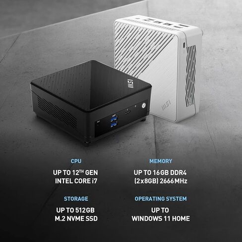 MSI Cubi 5 12M, 0.7L Mini PC, Intel Core i5-1235U, 8GB(8GB*1) Memory, 512GB SSD, WiFi 6, BT 5.2, Duel LAN, Thunderbolt Type C, Black, Windows 11H (12M-029US): Cubi 5 (BLK) in Saudi Arabia