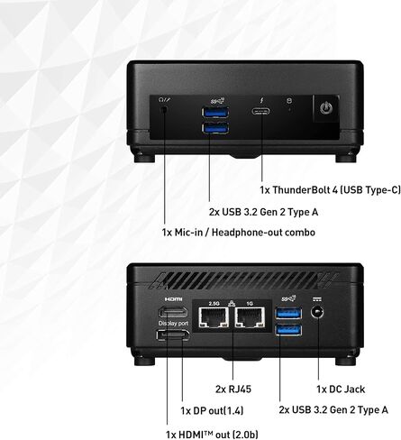 MSI Cubi 5 12M, 0.7L Mini PC, Intel Core i5-1235U, 8GB(8GB*1) Memory, 512GB SSD, WiFi 6, BT 5.2, Duel LAN, Thunderbolt Type C, Black, Windows 11H (12M-029US): Cubi 5 (BLK) in Saudi Arabia