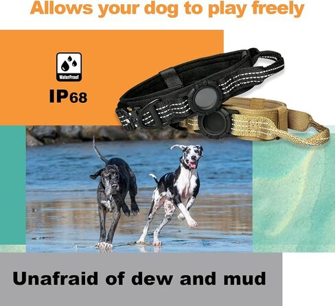 Tactics Dog Collar with Airtag Holder, Airtag Dog Collar, Waterproof Adjustable Dog Collar for Hiking, Camping, Double Locking with Metal Carabiner (Black, XL) in Saudi Arabia