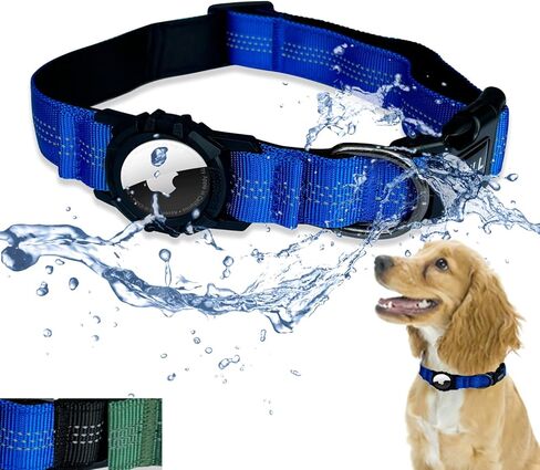 Tactics Dog Collar with Airtag Holder, Airtag Dog Collar, Waterproof Adjustable Dog Collar for Hiking, Camping, Double Locking with Metal Carabiner (Black, XL) in Saudi Arabia