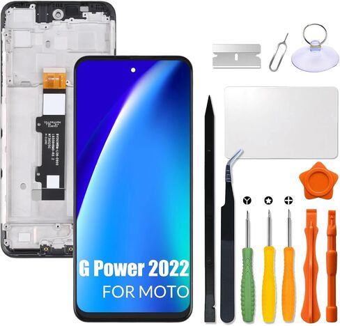 بديل لشاشة LCD Motorola Moto G Power 2022 مع إطار لـ Moto XT2165 XT2165-5، XT2165-3، XT2165DL LCD مجموعة رقمية لشاشة تعمل باللمس مع طقم إصلاح (أسود مع إطار) in Saudi Arabia