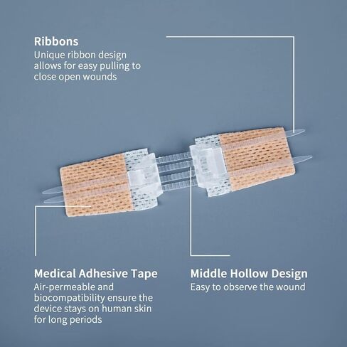 SEABIRD Wound Closure Strips, Emergency Laceration Closures Kits 2Pcs, Hospital Grade Rapid Skin Closure for Home Outdoor, Painless Repair Without Stitch, Bandages for Wound Care & First Aid, Beige in Kuwait