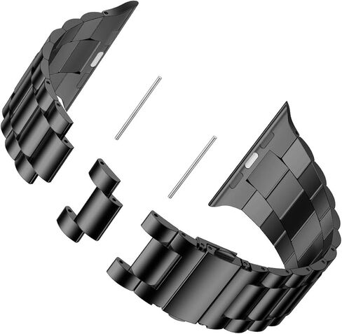 iiteeology Compatible with Apple Watch Bands 46mm/49mm/45mm/44mm/42mm/41mm/40mm, Luxury Stainless Steel Link Bracelet for Apple Watch Ultra 2/Ultra/Series 1-10 - 3 Beads in Kuwait