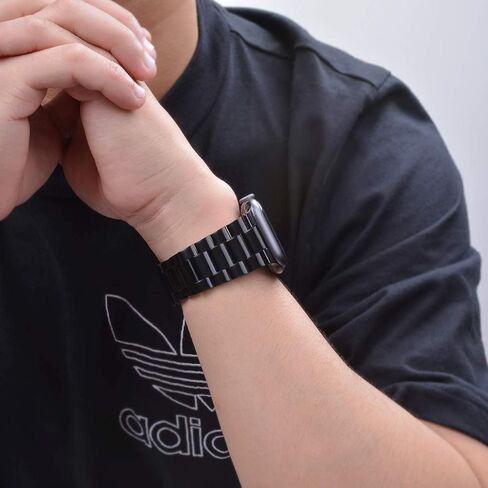 iiteeology Compatible with Apple Watch Bands 46mm/49mm/45mm/44mm/42mm/41mm/40mm, Luxury Stainless Steel Link Bracelet for Apple Watch Ultra 2/Ultra/Series 1-10 - 3 Beads in Kuwait