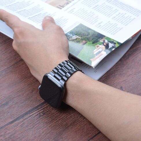 iiteeology Compatible with Apple Watch Bands 46mm/49mm/45mm/44mm/42mm/41mm/40mm, Luxury Stainless Steel Link Bracelet for Apple Watch Ultra 2/Ultra/Series 1-10 - 3 Beads in Kuwait