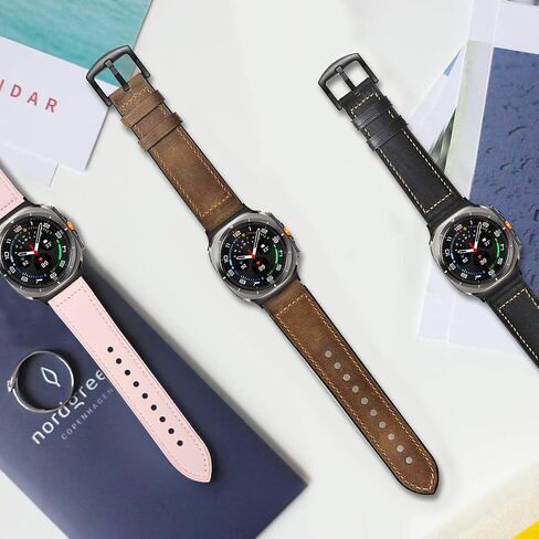 Maxjoy for Samsung Galaxy Watch Ultra Bands 47mm Leather Band, Hybrid Leather Strap Sport Replacement Straps Compatible with Samsung Galaxy Watch Ultra 47mm, Black in Saudi Arabia