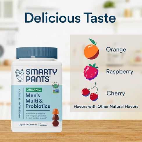 SmartyPants فيتامينات متعددة للرجال، علكات عضوية: CoQ10، ميثيلفولات، أوميغا 3 (ALA)، فيتامين D3، C، فيتامين B12، B6، فيتامين A، K والزنك لدعم المناعة، نباتي، 120 علكة (كمية تكفي لمدة 30 يومًا) in Kuwait