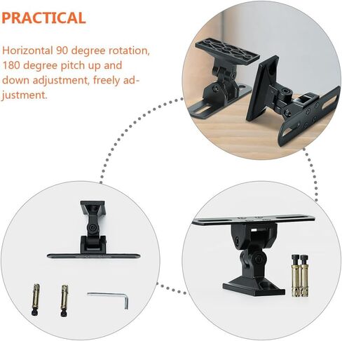Uonlytech مكبر صوت قابل للتعديل على الحائط دعامات تثبيت في المنتصف مكبر صوت محيطي حامل حامل مكبرات صوت على رف الكتب، ضبط إمالة دوارة، طقم تثبيت مكبر صوت للمسرح المنزلي in Kuwait